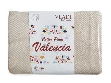 Плед Vladi Валенсія № 03 PARQUET білий-пісочний, 140х200 см.