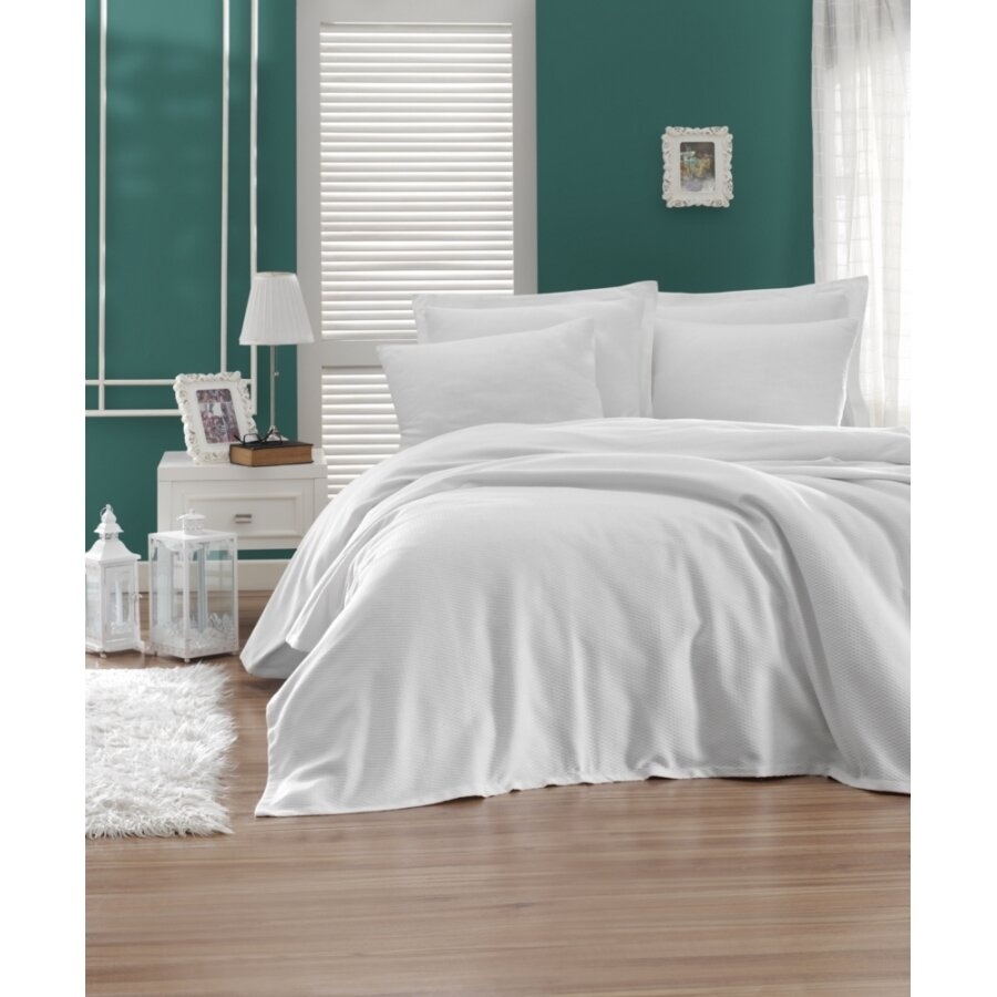Покривало піке Enlora Home - Casuel beyaz білий, 200х235 см., Двоспальний, Двоспальний євро