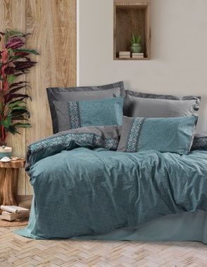 Комплект постільної білизни Cotton box ERNA PETROL, Євро, 240х260 см., 200х220 см., 1, 50х70 см., 2