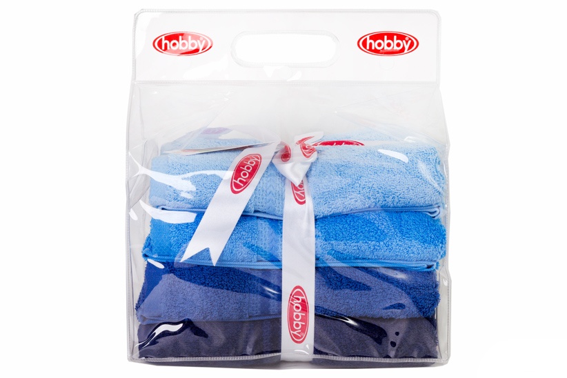 Набір рушників Hobby 4шт RAINBOW Mavi 50*90 синій, Набір з різних кольорів