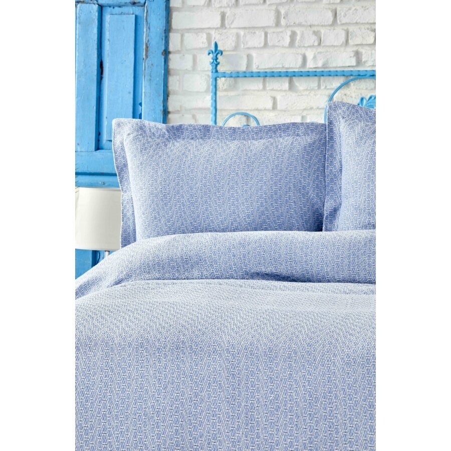 Покривало Karaca Home - Stella a.mavi світло-блакитний, 230х240 см., Двоспальний, Двоспальний євро, 50х70 см., 2