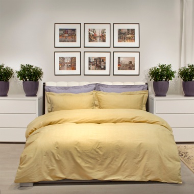Постільна білизна сатин Lotus Home - Basic жовтий, Євро, 230х250 см., 200х220 см., 1, 50х70 см., 2