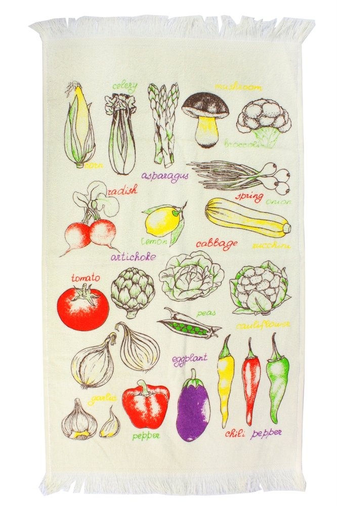 Кухонний рушник IzziHome Овочі 40х60 см. кольоровий, Зелений