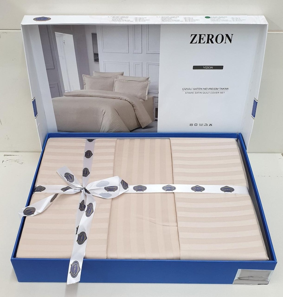Постільна білизна Satin Strip ZERON VIZON CAPUCCINO, Полуторний, 180х240 см., 160х220 см., 1, 50х70 см., 70х70 см., 2