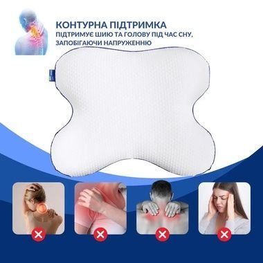 Подушка ортопедична IDEIA MEMORY FOAM ТМ МЕТЕЛИК, Білий, 58х50х12 см., 1200 г.