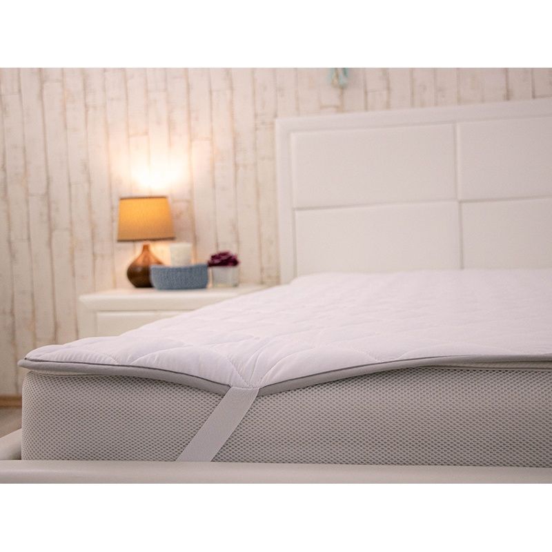 Наматрацник РУНО на резинці  Grey White стьобаний, Білий, 120х190 см., Стьобаний