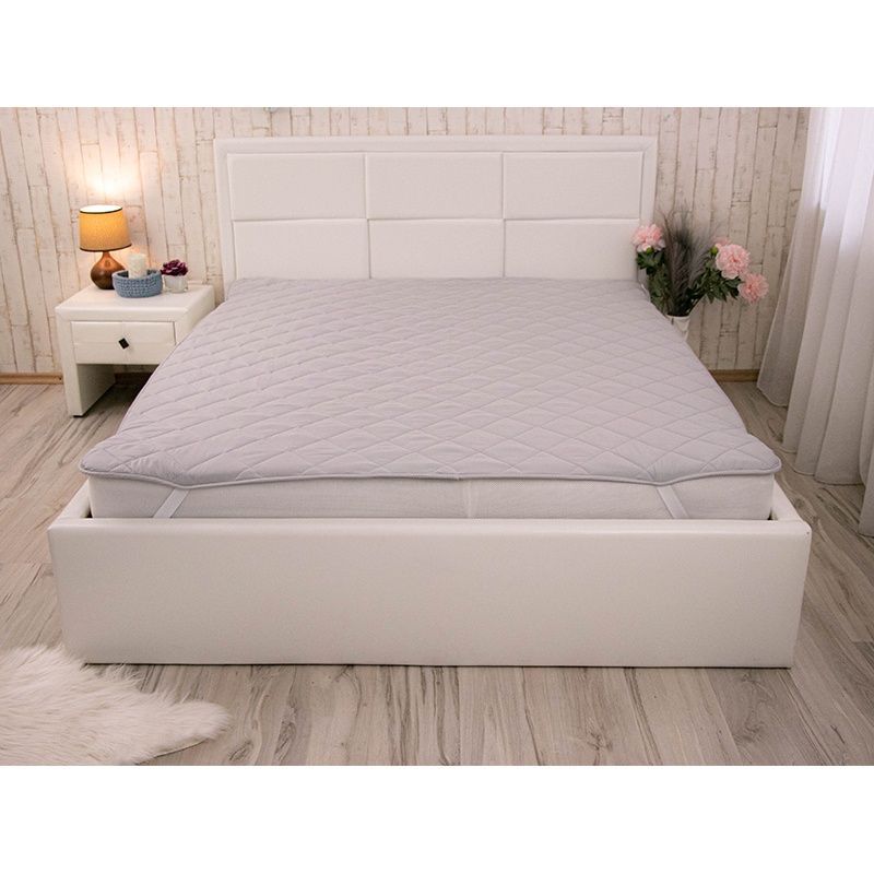 Наматрацник РУНО на резинці  Grey White стьобаний, Білий, 120х190 см., Стьобаний