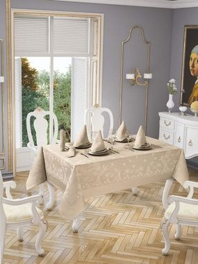 Скатертина Jackline Cappucino 9886-7 , Бежевий, 160х220 см., Прямокутні
