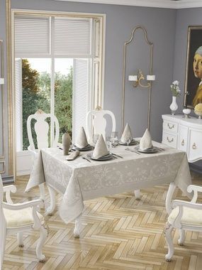 Скатертина Jackline Grey 9886-5 , Сірий, 160х220 см., Прямокутні