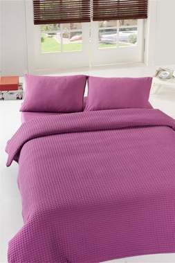 Покривало піке Eponj Home - Burumcuk murdum фіолетовий, 200х235 см., Двоспальний, Двоспальний євро