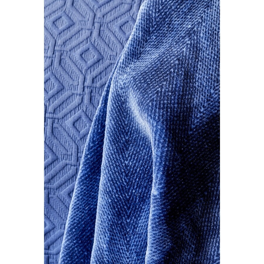 Набір постільна білизна з покривалом + плед Karaca Home - Infinity lacivert 2020-1 синій (10), Євро, 160х200 см., 200х220 см., 1, 50х70 см., 6, Плед 200х240 см - 100% поліестер; Покривало 240х250 см - 100% поліестер