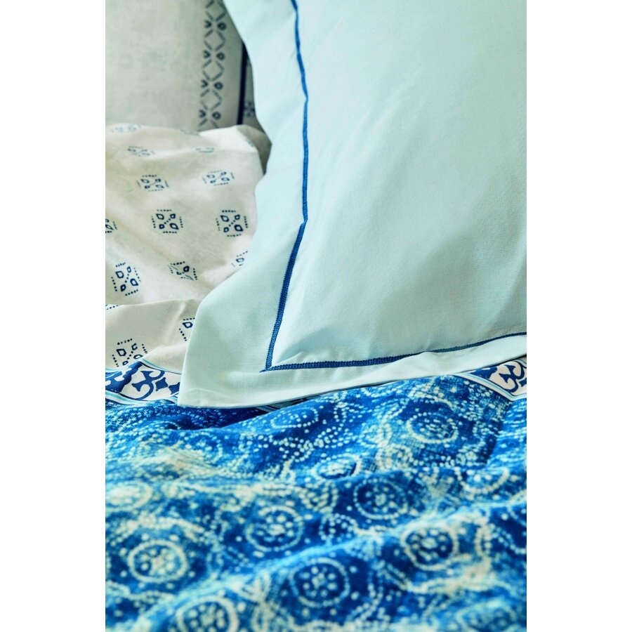 Постільна білизна Karaca Home ранфорс - Costa mavi 2020-2 блакитний, Євро, 240х260 см., 200х220 см., 1, 50х70 см., 4