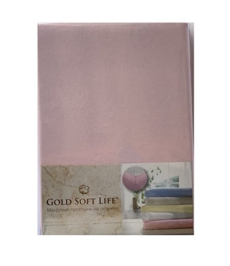 Простирадло трикотажна на гумці Gold Soft Life Terry Fitted Sheet світло рожевий, Рожевий, 160х200 см.