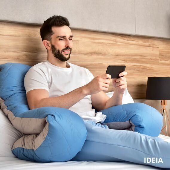 Подушка IDEIA П-подібна для сну та відпочинку світло сіра, Сірий, 20х75х140 см., 1900 г.