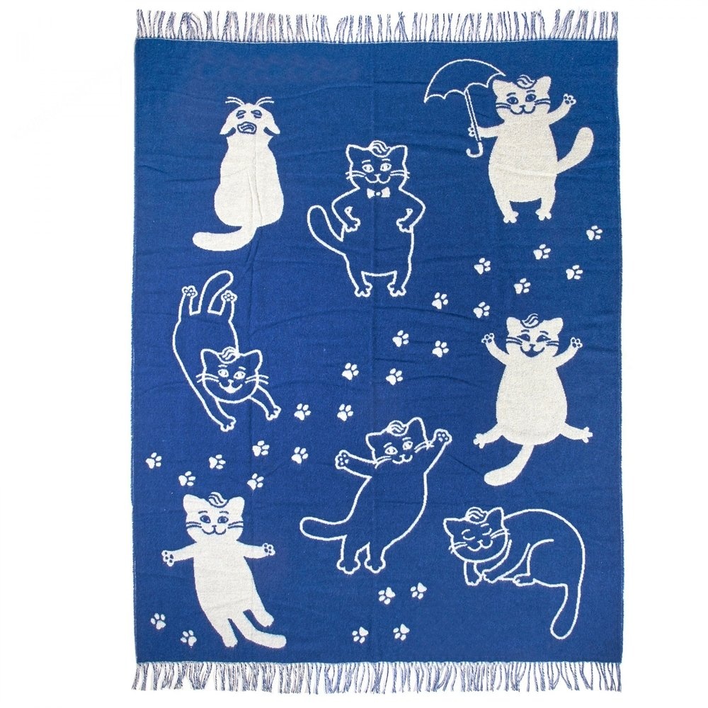 Плед Vladi жаккард "Cats" 140*200 синій, 140х200 см.