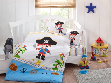 Постільна білизна в ліжечко Class Pirat v1, Голубий