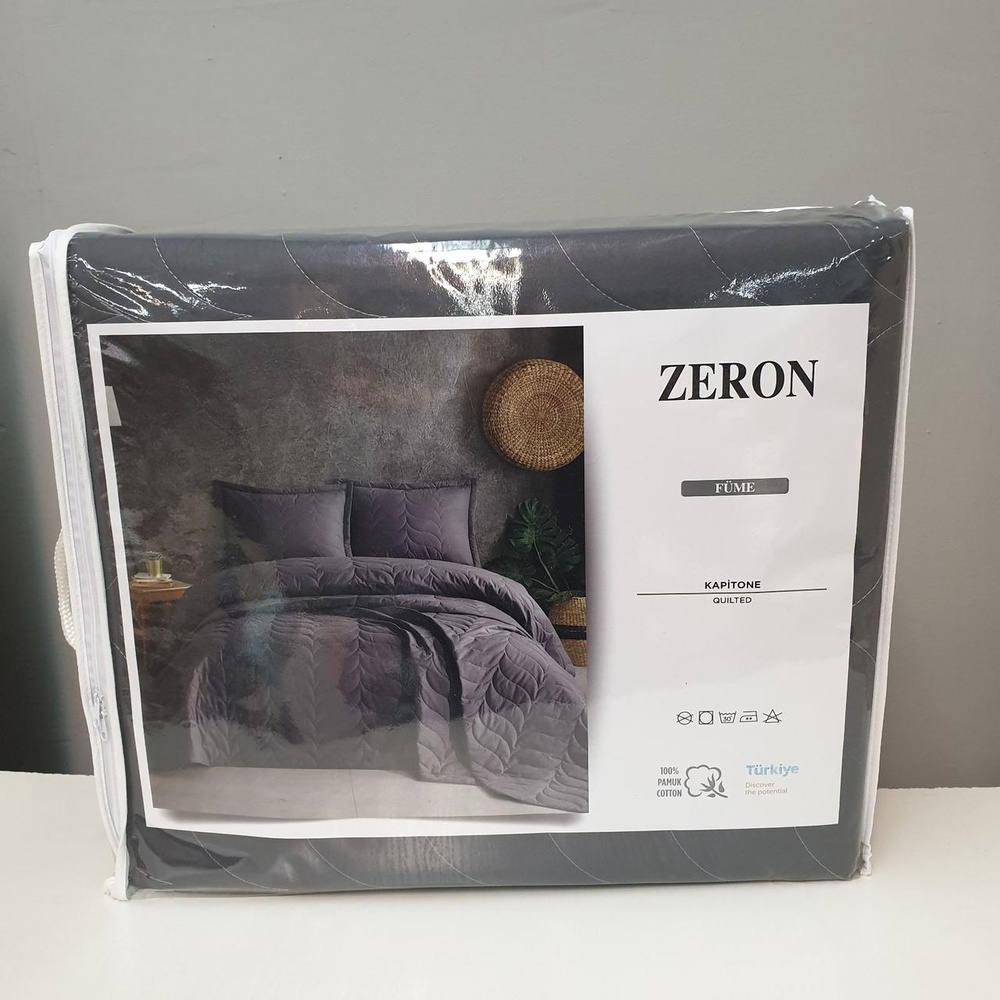 Покривала ZERON YAPRAK ANTRASIT, 240х260 см., Двоспальний, Двоспальний євро, 50х70 см., 2