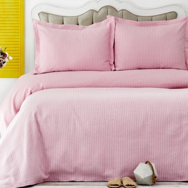 Покривало з наволочками Karaca Home - Cally pembe рожевий, 230х240 см., Двоспальний, Двоспальний євро, 50х70 см., 2