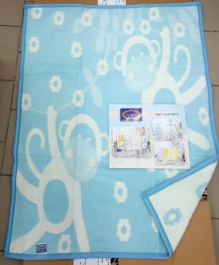 Плед-одеяло Zeron Обезьянки акрил Голубой, 90х120 см.