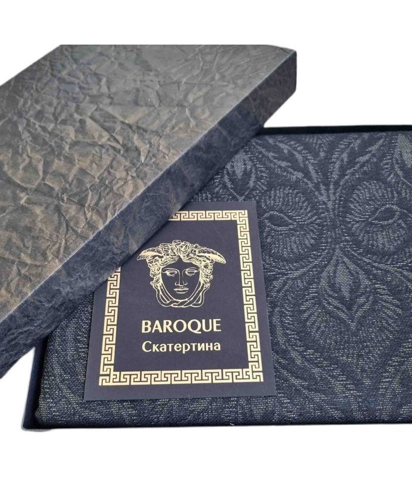 Скатертина Прованс Baroque Black, Синій, 136х240 см., Прямокутні