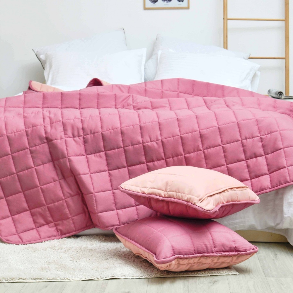 Покривало Viluta Дует Рожевий, 210х220 см., Двоспальний, Двоспальний євро