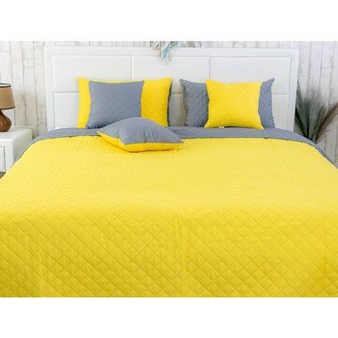 Покривало стьобане Руно Yellow Grey, 150х220 см., Полуторний