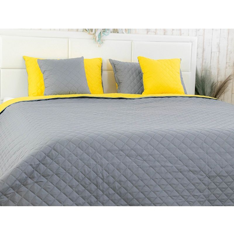 Покривало стьобане Руно Yellow Grey, 150х220 см., Полуторний