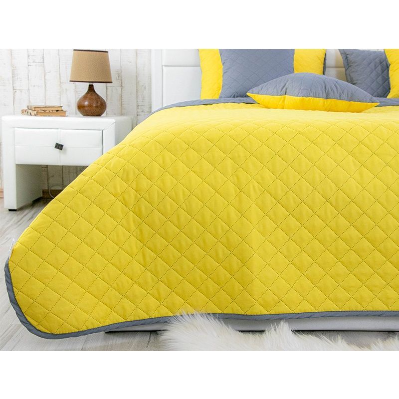 Покривало стьобане Руно Yellow Grey, 150х220 см., Полуторний