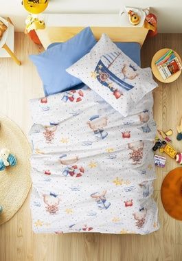 Дитяча постільна білизна в ліжечко Cotton box Seaman Mavi, Білий