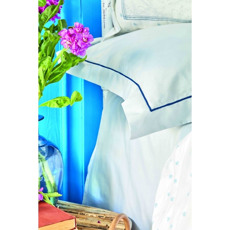 Постільна білизна Karaca Home ранфорс - Perissa mavi 2020-2 блакитний, Євро, 240х260 см., 200х220 см., 1, 50х70 см., 4