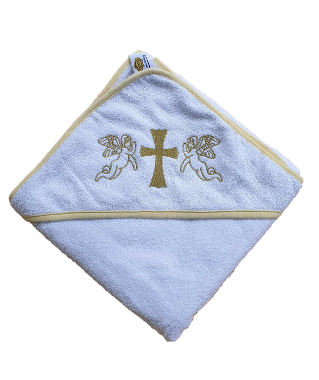 Рушник для хрещення з куточком 92 * 92 Zeron Золотий, Білий