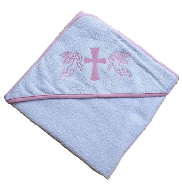 Полотенце для крещения с уголком 92*92 ZeronРозовый, Белый
