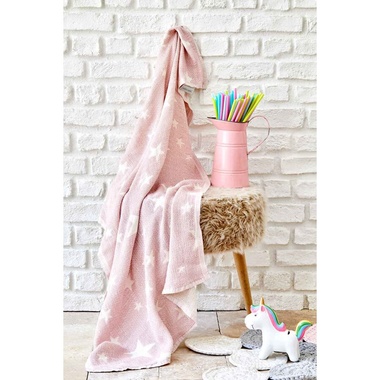 Дитяче покривало піке Karaca Home - Baby star pembe рожевий, 80х120 см.