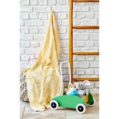 Дитяче покривало піке Karaca Home - Baby star sari жовтий, 80х120 см.