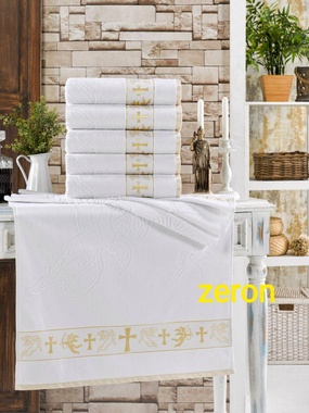 Крыжма полотенце для крещения 70*140 Zeron Золотой, Белый