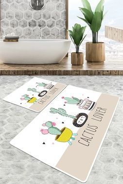 Коврик Chilai Home PINK CACTUS BANYO HALISI DJT 2Lİ , Бежевий