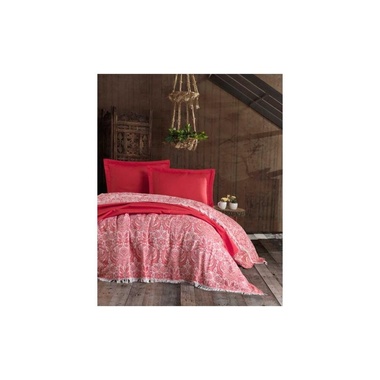 Покрывало Eponj Home Naturel - Porto kirmizi красный, 240х260 см., Двуспальный, Двуспальный евро