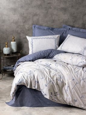 Комплект постільної білизни Cotton box NITSA LACIVERT, Євро, 240х260 см., 200х220 см., 1, 50х70 см., 2