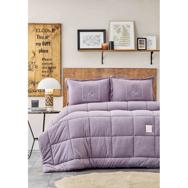 Набор постельное белье с одеялом Karaca Home Toffee lila лиловый, Полуторный, 100х200 см., 50х70 см., 1, С одеялом 160х200 см состав 100% полиэстер