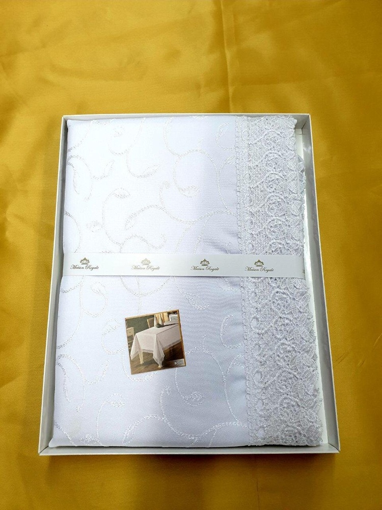Скатертина K.D.K. прямокутна Beyaz, Білий, 160х220 см., Прямокутні