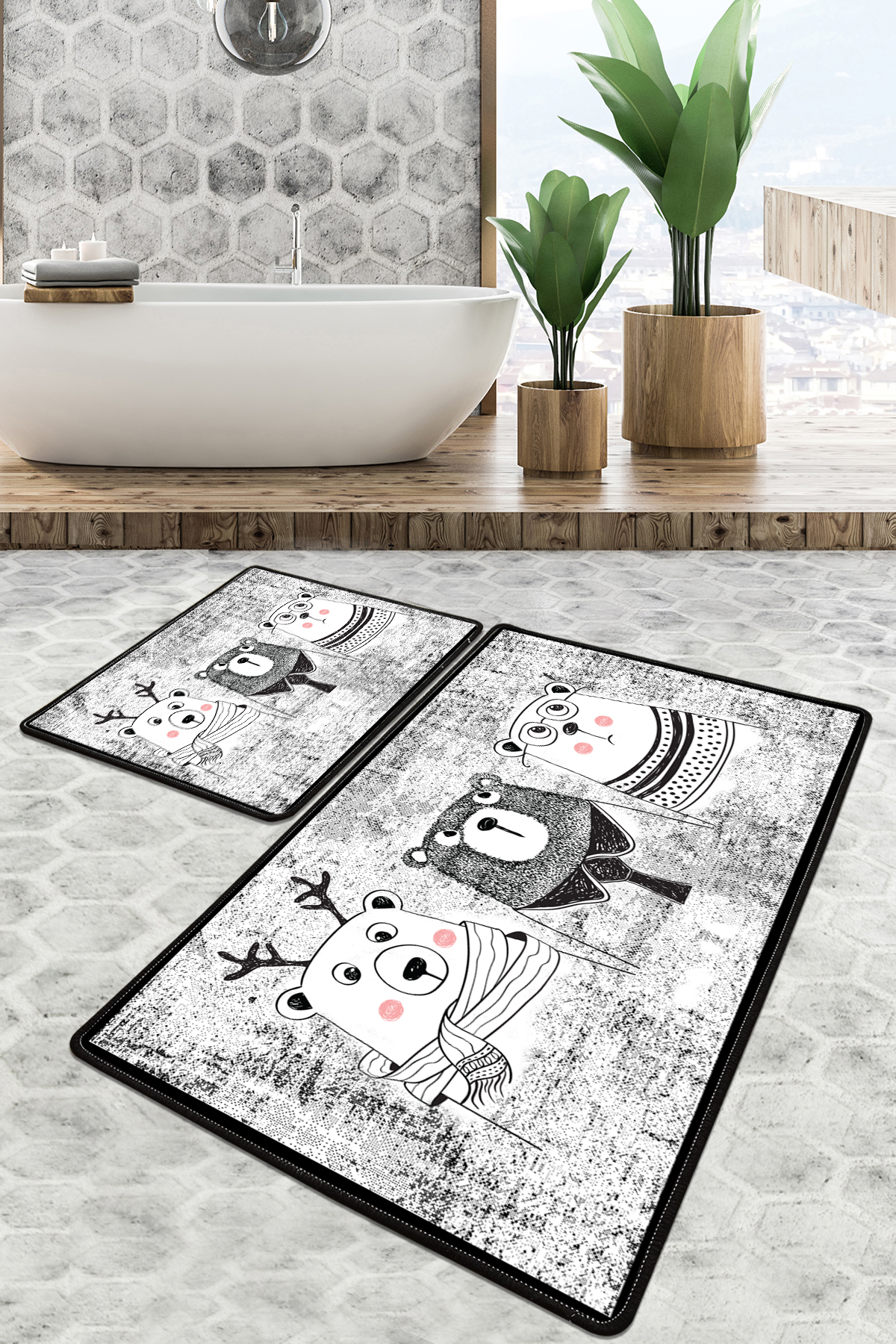 Килимки для ванни Chilai Home THREE BEARS BANYO HALISI DJT 50х60 см., 60х100 см.
