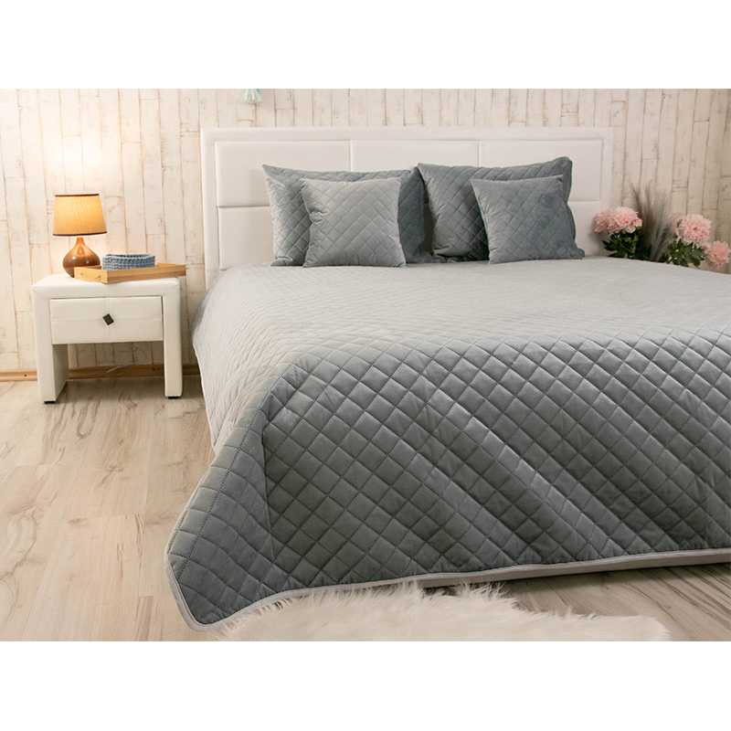 Покривало стьобане Руно Dark Grey ромб