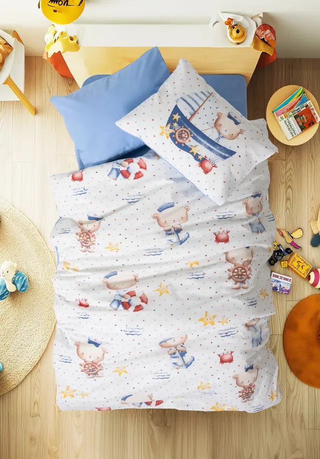 Дитяча постільна білизна в ліжечко Cotton box Seaman Mavi