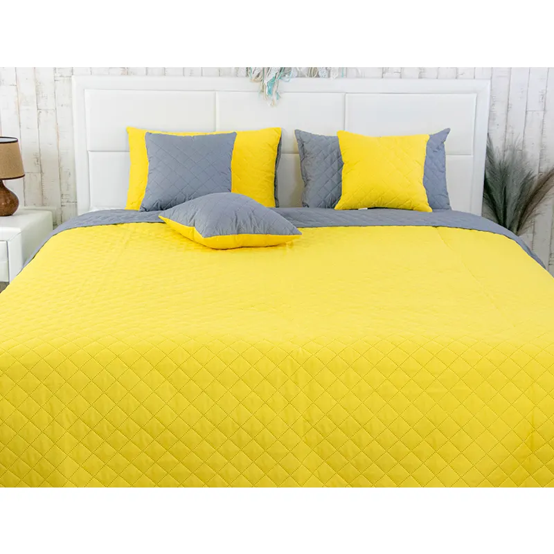 Покривало стьобане Руно Yellow Grey