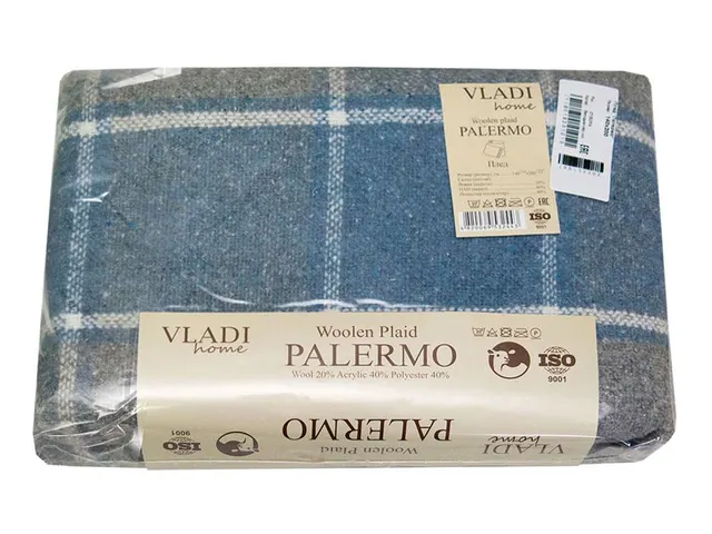 Плед Vladi Палермо № 07 SOFA білий-дим-сірий-блакитний